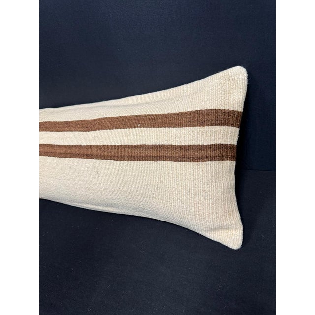 Turkish Hemp Pillow Cushion Natural Beige Brown Cushion Cover 14"x45" For Sale - Image 4 of 4