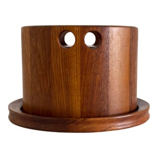 1960s Birgit Krogh Woodline Teak Cheese Board With Cover / Bowl For Sale