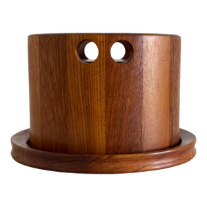 1960s Birgit Krogh Woodline Teak Cheese Board With Cover / Bowl