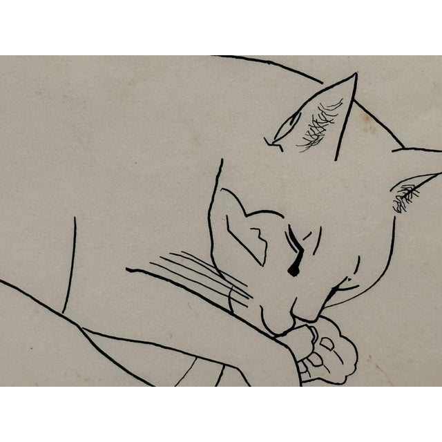 "Sleeping Cat" Line Drawing by Jerry O'Day (Geraldine Heib) For Sale - Image 4 of 6