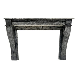 Napoleon III Fireplace in Blue Turquin Marble, 1800s For Sale