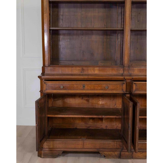Italian 19th Century Walnut Bookcase with Architectural Design For Sale - Image 12 of 13