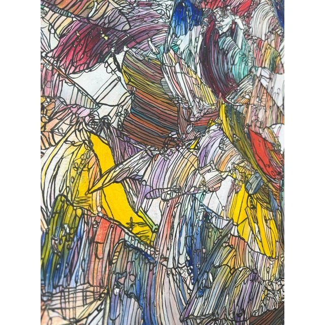 1990s 1990s Vibrant Abstract Expressionist Painting - Framed Original Artwork For Sale - Image 5 of 7