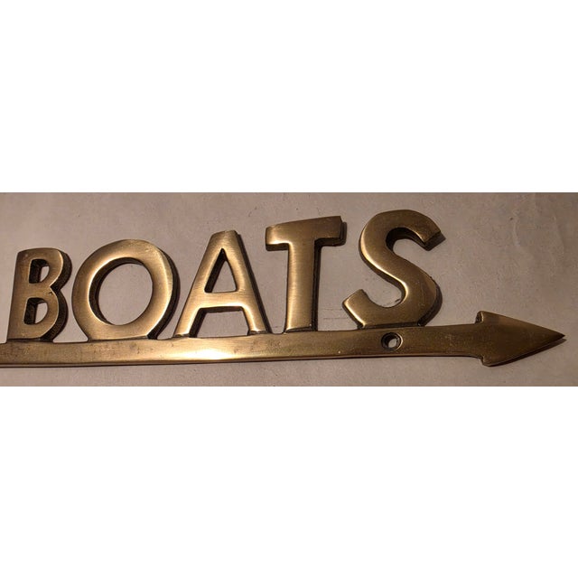 Vintage Brass "To Life Boats" Nautical Arrow Sign 18" For Sale - Image 4 of 5