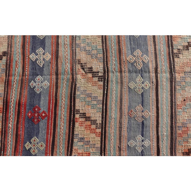 Vintage Turkish Kilim Runner in Geometric Design & Colorful Stripes 2'10 X 11'3 For Sale - Image 10 of 11
