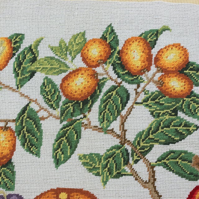 Early 21st Century Vintage Needlework Fruit Branch Still Life – Rustic Textile Wall Art With Oranges and Berries For Sale - Image 5 of 8
