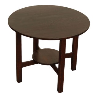 L. & J.G. Stickley Antique Mission Arts and Crafts Oak Round Lamp Table For Sale