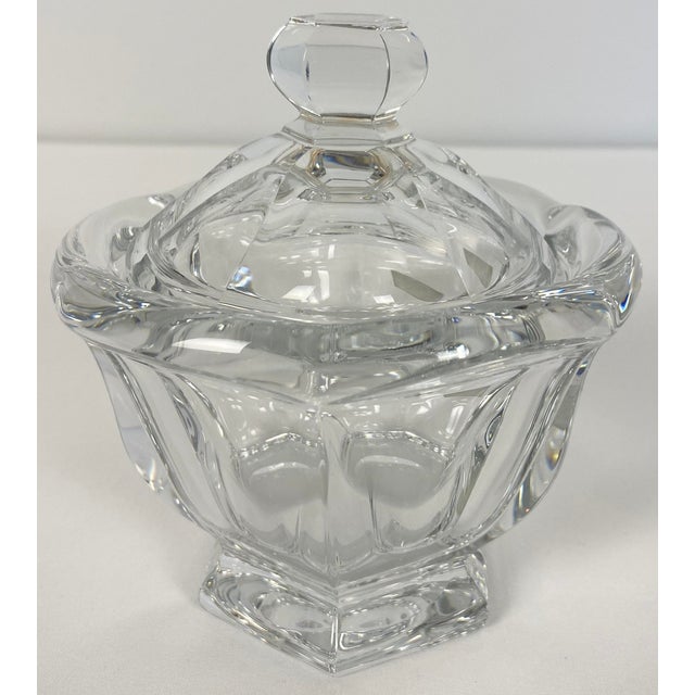 Bring timeless French elegance to your home with this vintage Baccarat crystal lidded candy dish or mustard bowl,...