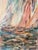 "Seascape with Sailboats" is a spectacular mid-century abstract expressionist oil on canvas painting by listed New York...