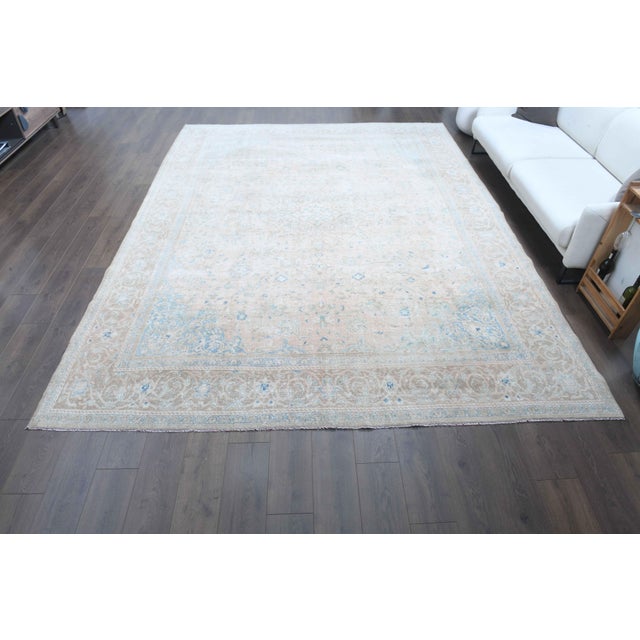 Persian 1970s Vintage Persian Handmade Wool Cotton Light Brown Area Rug For Sale - Image 3 of 11