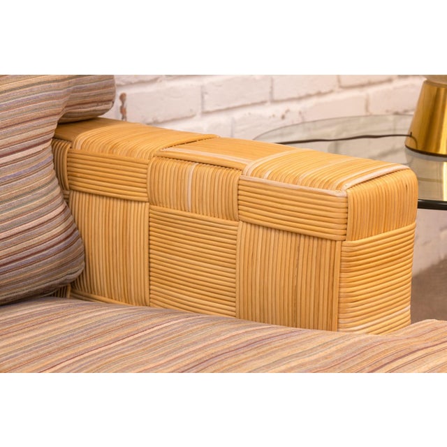 Contemporary Rare Vintage John Hutton for Donghia Block Island Woven Rattan Sofa For Sale - Image 3 of 11