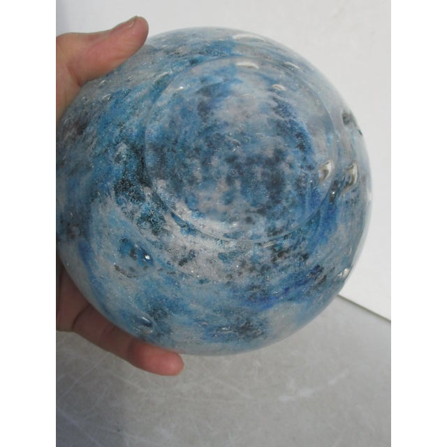 Blue Art Glass Globe Vase Biot France For Sale - Image 4 of 8