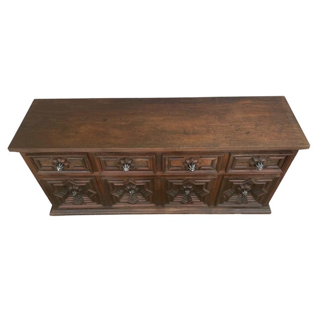 Highly collectibel Artes De México Internacionales 1960s Coffered Buffet Credenza - 72” W × 36” H × 20” D. Magnificent...