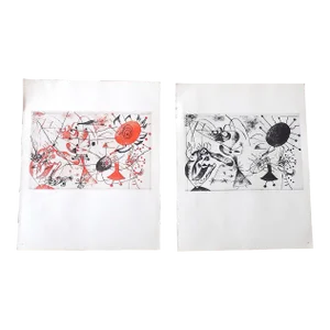 Vintage Abstract Joan Miro Lithographs - a Pair