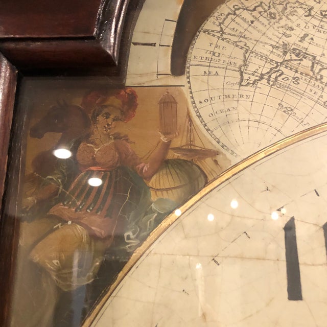 Brick Red Antique English Mahogany Tall Clock For Sale - Image 8 of 13