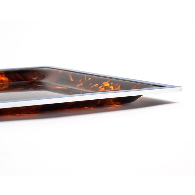 French Lucite and Chrome Vintage Tray For Sale - Image 4 of 9
