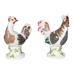 European Porcelain Roosters - A Pair