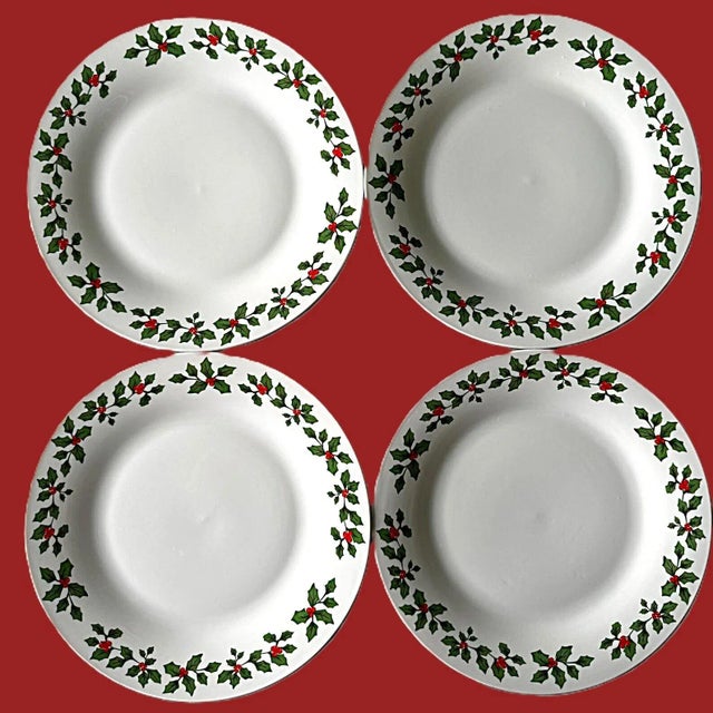 Holly Berry Christmas Dinner Plates - Set of 10 For Sale - Image 4 of 8