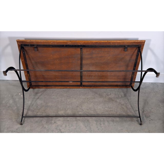 Vintage Woven Herringbone Rattan Top and Wrought Iron Folding Coffee Table For Sale - Image 9 of 10