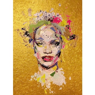 Pinar Du Pre, Rihanna Gold, 2018, Mixed Media on Canvas For Sale