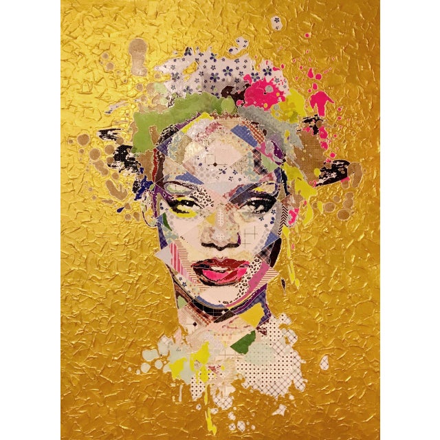 Pinar Du Pre, Rihanna Gold, 2018, Mixed Media on Canvas For Sale