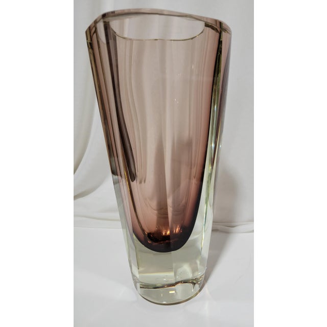 Vintage Geometric Deep Amethyst Sommerso Glass Vase For Sale - Image 9 of 11