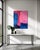 Postmodern Pink & Blue Composition Original Abstract Colorfield Painting on 46.5” by 36” Un Stretched 20 Oz Canvas For Sale - Image 3 of 7