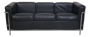 LC2 Three-Seater Sofa in Black Leather from Le Corbusier, 2000s
