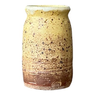 Vintage Boho Original Glazed Ceramic Vase For Sale