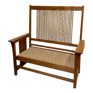 1980s Stickley Mission Settee For Sale