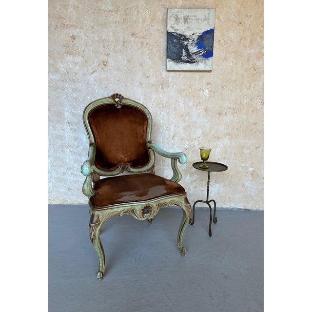 Art Nouveau Gilt Iron Drinks Table on an Elevated and Scrolled Tripod Base For Sale - Image 3 of 12