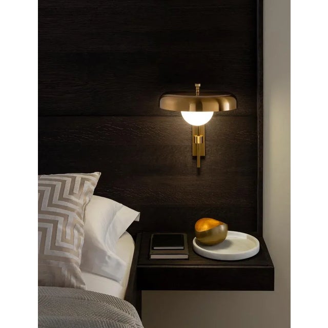 Satin Black With Brushed Brass Wall Light For Sale - Image 4 of 6