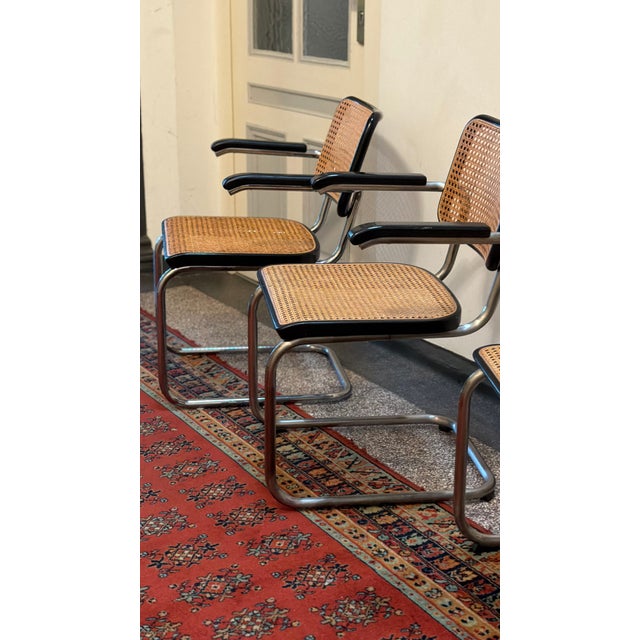 Model S64 Dining Chair with Woven Cane and Black Wood Frame by Marcel Breuer for Thonet, 1999, Set of 4 For Sale - Image 11 of 18