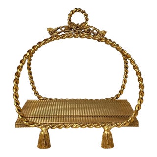 Vintage Hollywood Regency Gold Rope & Tassel Hand Towel Napkin Holder For Sale