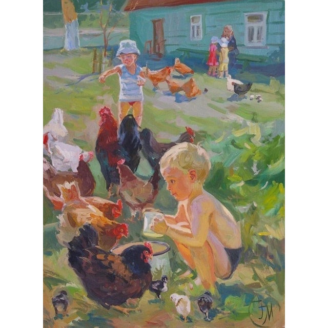 Soviet Children Portraits of Children Oil Painting Original Ukrainian Artist Polyakova M. 95-70 11 For Sale