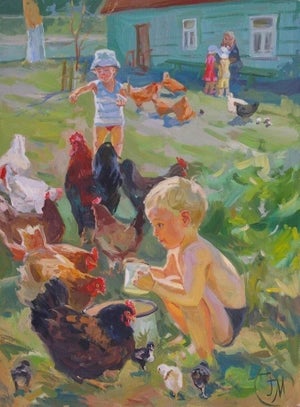 Soviet Children Portraits of Children Oil Painting Original Ukrainian Artist Polyakova M. 95-70 11