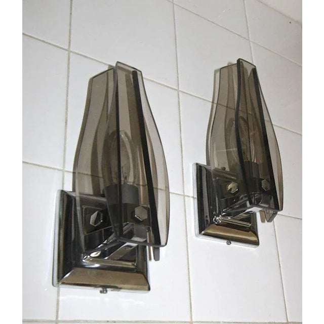 Italian Glass Fontana Arte Style Sconces - A Pair For Sale - Image 4 of 13