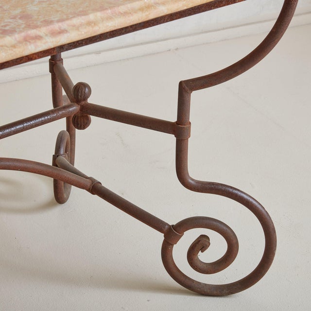 1960s French Iron and Marble Dining or Occasional Table, France 1960s For Sale - Image 5 of 10