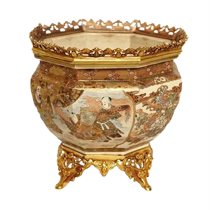 Antique Earthenware and Gilt Bronze Planter, 1880s