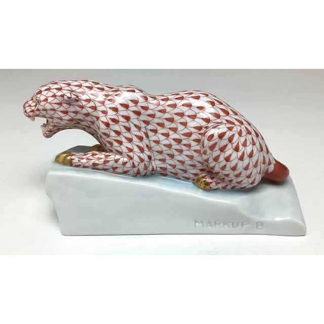 Herend Panther Markup B Rust Fishnet. This piece is marked on the side and the bottom. It is in wonderful age-appropriate...