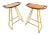 Tronk Design Robert Walnut Yellow Dining Stools - a Pair For Sale