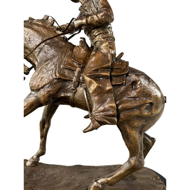 "The Cowboy" Signed Bronze Sculpture After Frederic Remington - 22" H For Sale - Image 4 of 10