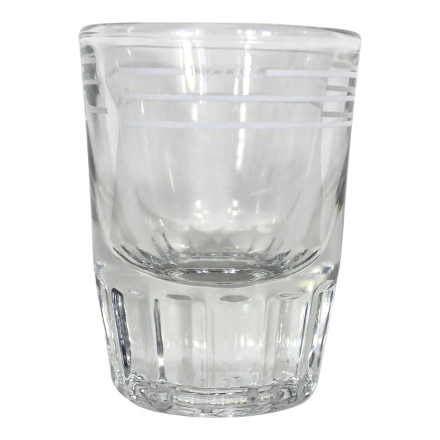Vintage Libbey Glass Jigger White Lines Bar Measure 1 1/2 Ounce Oz Measuring Cup Shot Bar Cart Styling, Cocktail Alcohol Heavy Bottom Fluted For Sale