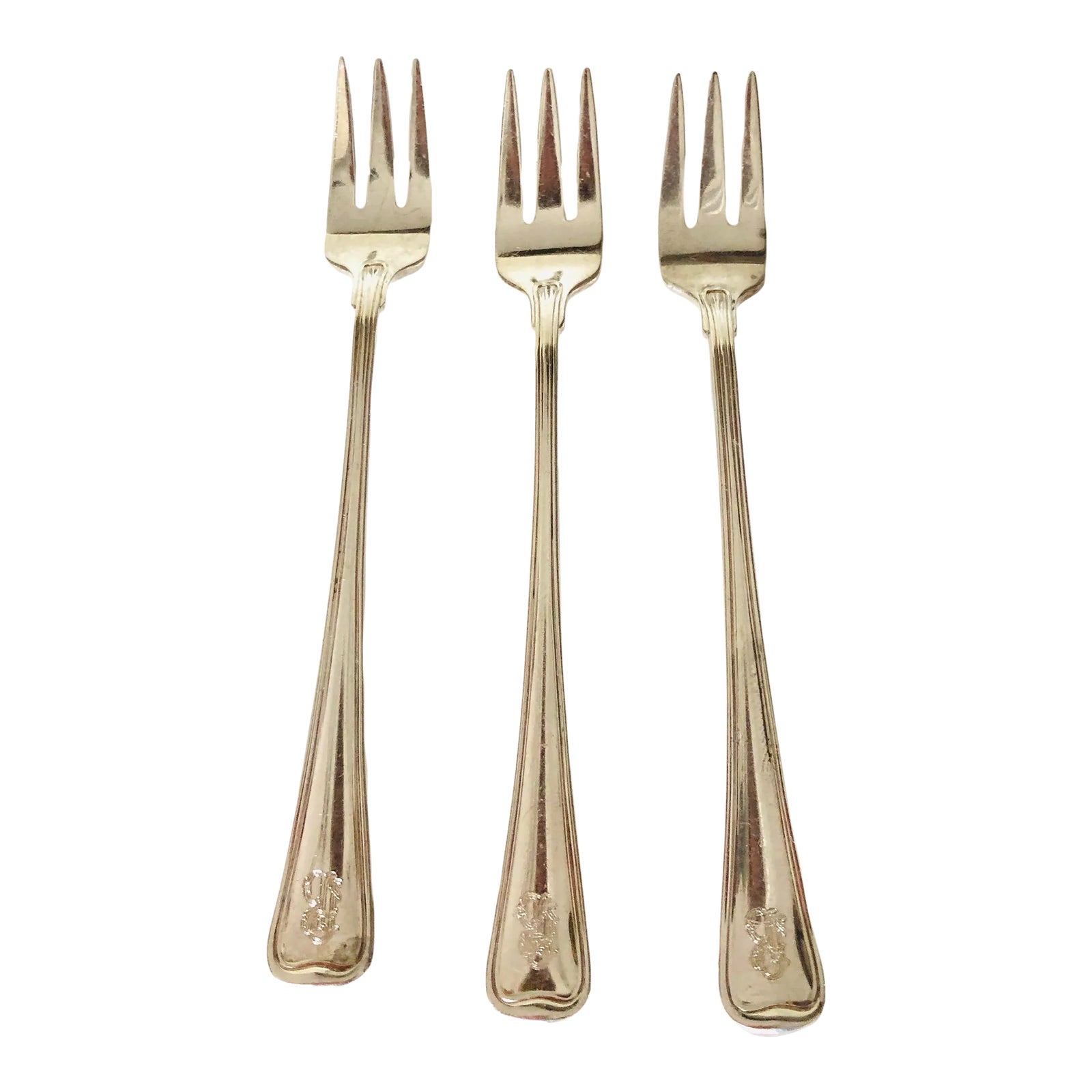 Vintage Gorham Silverplate"Old French" Pattern Cocktail Forks Set of 3