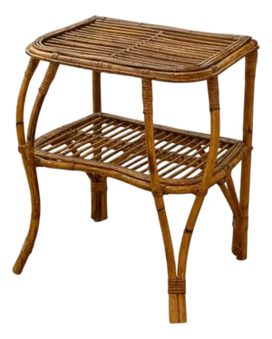 Italian Modern, Rattan, Bamboo, Cane, Side Table, Italy, 1960s