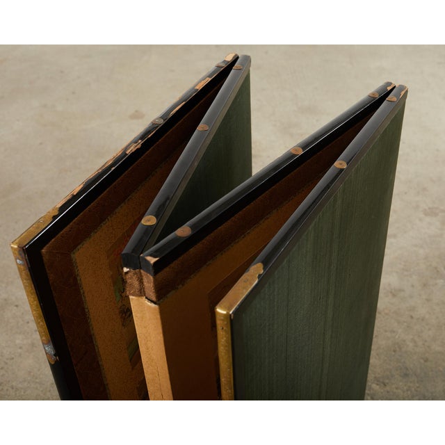 19th Century Japanese Meiji Four Panel Screen Festival Scenes For Sale - Image 9 of 12