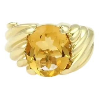 Fred 18kt Yellow Gold 3.70ctw Oval Shape Citrine Solitaire Ring For Sale