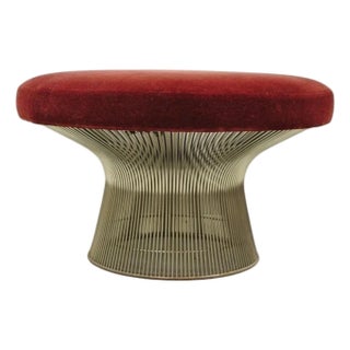 Vintage Warren Platner for Knoll 32" Round Chrome Base Ottoman Mushroom Stool For Sale