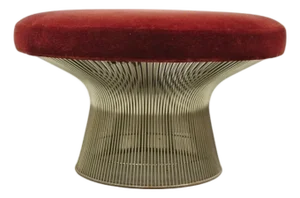 Vintage Warren Platner for Knoll 32" Round Chrome Base Ottoman Mushroom Stool