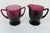 Vintage Art Deco style amethyst glass sugar and creamer set. Excellent condition. No marks.